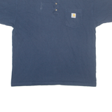 CARHARTT Mens T-Shirt Blue Button Neck L
