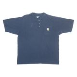 CARHARTT Mens T-Shirt Blue Button Neck L