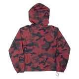 GUESS Womens Anorak Jacket Red Hooded Camouflage S