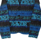 DOUCEL Womens Blazer Jacket Blue Floral S
