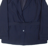 TREVIRA Belted Mens Blazer Jacket Blue Pinstripe XL