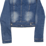 DESIGUAL Womens Denim Jacket Blue Crazy Pattern S