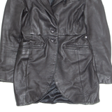 CLOTHES Womens Overcoat Coat Black Leather S