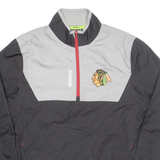 REEBOK Chicago Blackhawks NHL Ice Hockey Pullover Mens Windbreaker Jacket Black USA S