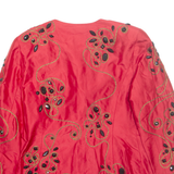 KANITHA Rhinestone Womens Jacket Red Silk Crazy Pattern M