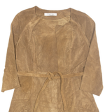 TATTIE Roma Belted Womens Trench Coat Brown Leather XL