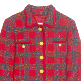 ELEGANCE PARIS Womens Chore Jacket Red Wool Check L