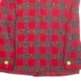 ELEGANCE PARIS Womens Chore Jacket Red Wool Check L