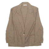 ATTITUDE Womens Blazer Jacket Brown Wool Houndstooth M