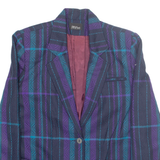 BERNARD PIERRE Womens Blazer Jacket Blue Wool Striped S
