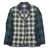 TRUSSARDI JEANS Womens Blazer Jacket Green Wool 90s Plaid M