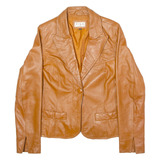 VILA Womens Blazer Jacket Brown Leather L