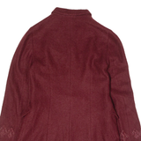 KENZO Womens Overcoat Coat Maroon Wool Floral UK 8