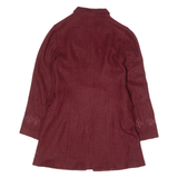 KENZO Womens Overcoat Coat Maroon Wool Floral UK 8