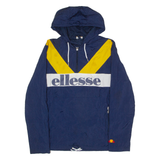 ELLESSE Womens Pullover Jacket Blue Nylon Hooded Chevron UK 10