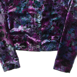 PALATINI Womens Blazer Jacket Purple Velvet 90s Floral S