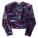 PALATINI Womens Blazer Jacket Purple Velvet 90s Floral S