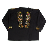 Plunge Neck Tunic Womens Pullover Jacket Black L