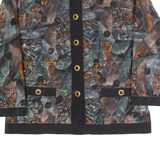 FELICIA Womens Quilted Jacket Black 80s Crazy Pattern M
