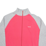 REEBOK Zip Up Womens Sweatshirt Pink High Neck UK 14
