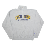 CHAMPION Lycoming Wrestling Mens Sweatshirt Grey 1/4 Zip USA L