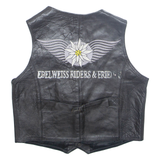 EDELWEISS RIDERS& FRIENDS Mens Biker Waistcoat Black Leather S