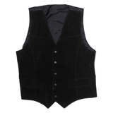Mens Waistcoat Black Leather M