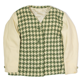Womens Blazer Jacket Green Knit Wool 90s Houndstooth XL