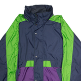 SPEEDWAY Mens Rain Jacket Blue 90s Hooded L