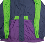 SPEEDWAY Mens Rain Jacket Blue 90s Hooded L