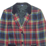 LAURA LINDOR Womens Blazer Jacket Red Wool Check M