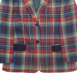LAURA LINDOR Womens Blazer Jacket Red Wool Check M