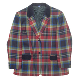 LAURA LINDOR Womens Blazer Jacket Red Wool Check M
