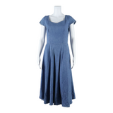 ROBBIE BEE Denim Look Womens Fit & Flare Dress Blue Short Sleeve Midi UK 6