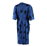 Womens Wrap Dress Blue Spotted Short Sleeve Midi L