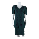 PLAZA SOUTH Womens Pencil Dress Green Check Short Sleeve Midi UK 14