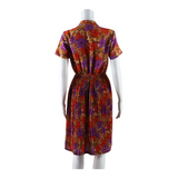 Womens A-Line Dress Red Floral Short Sleeve Knee Length S