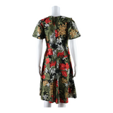 Womens Wrap Dress Green Floral Short Sleeve Midi M