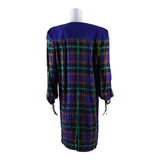 LESLIE FAY Womens Shift Dress Blue Check Long Sleeve Midi UK 10