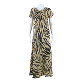 GABRIELLE Womens Day Dress Beige Animal Print Short Sleeve Long M