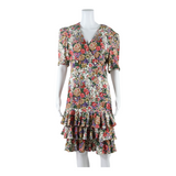 ALL THAT JAZZY Womens Day Dress Green Floral Short Sleeve Knee Length M