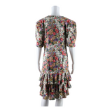 ALL THAT JAZZY Womens Day Dress Green Floral Short Sleeve Knee Length M