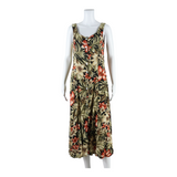 ROBBIE BEE Womens Day Dress Green Floral Sleeveless Long UK 6