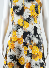 Womens Fit & Flare Dress Yellow Floral Sleeveless Midi M