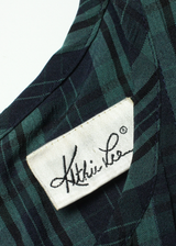 KATHIE LEE Womens A-Line Dress Green Check Short Sleeve Long L