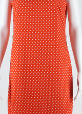 Womens Day Dress Orange Polka Dot Sleeveless Long L