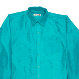 HI-STYLE Mens Plain Shirt Green Long Sleeve XL