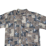 NICK TAYLOR SPORTSWEAR Mens Shirt Brown Viscose Crazy Pattern XL