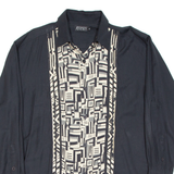 MICHEL ANDRE Mens Shirt Black Crazy Pattern Long Sleeve M