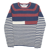 TOMMY HILFIGER Mens Patterned Jumper Blue Striped Cable Knit M